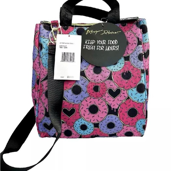 Betsey Johnson Insulated Light Weight Lunch Tote/Bag w/Graphic Donuts Print - Picture 11 of 15